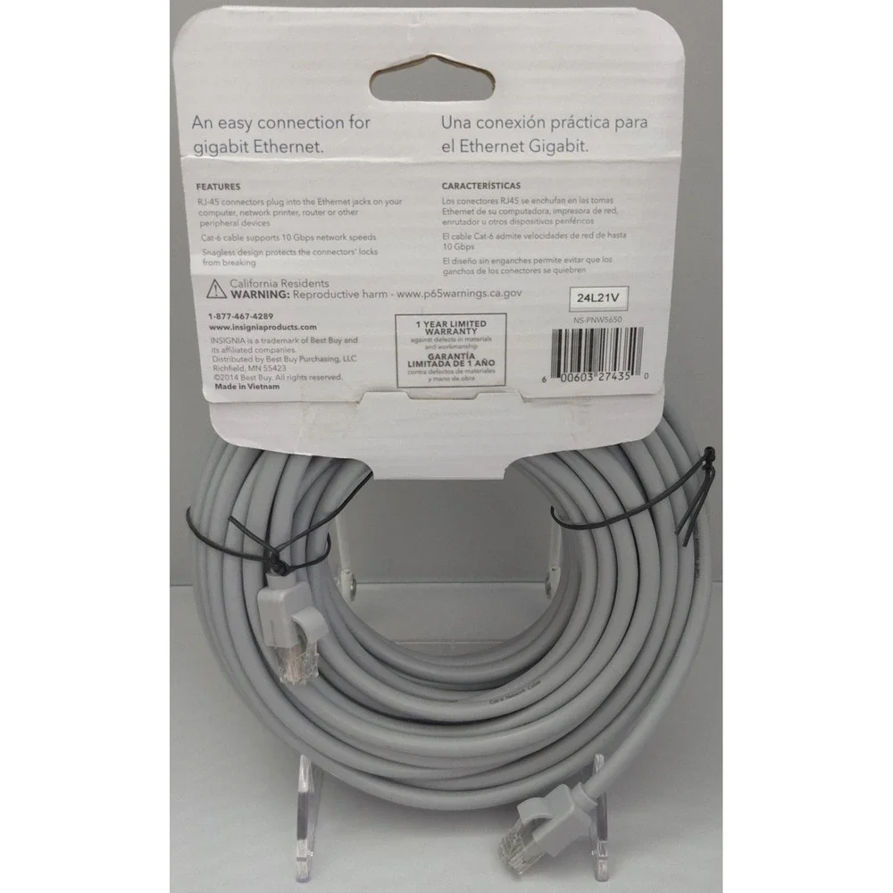 Insignia‎ - 50ft Cat-6 Network Cable - Ethernet RJ45 - 10Gbps - NS-PNW5650 - NEW